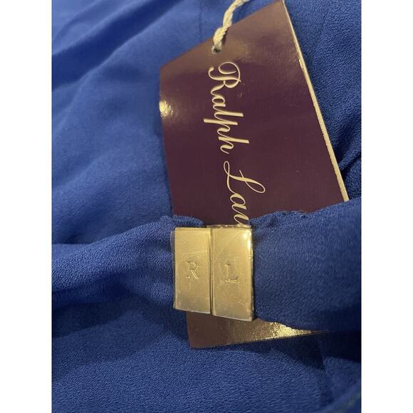 Ralph Lauren Collection Purple Label Halter Silk Midi Dress Royal Blue Crepe 8 M - Picture 9 of 10